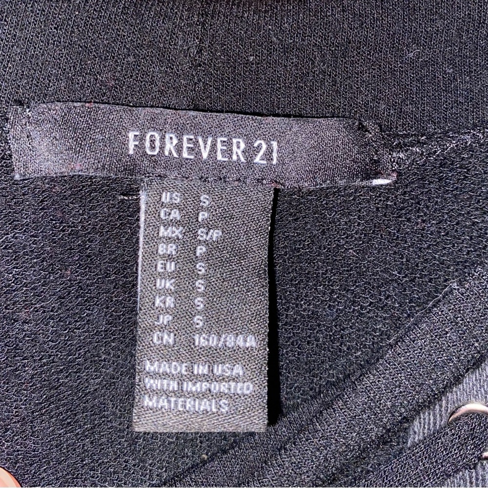 Forever 21 Black V Neck Top with Laces - Picture 3 of 4
